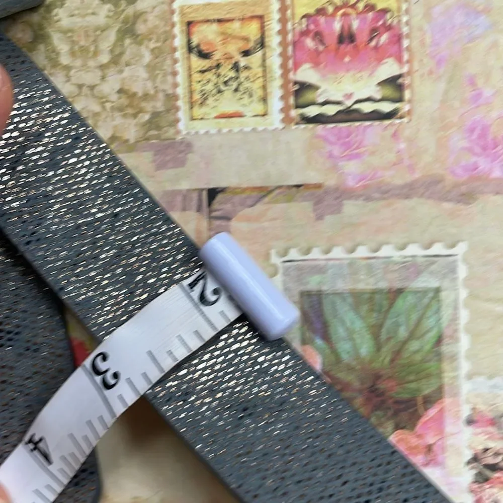 H &M Faux Leather Snake Skin Gray Gold Glitter Bow Belt #725950